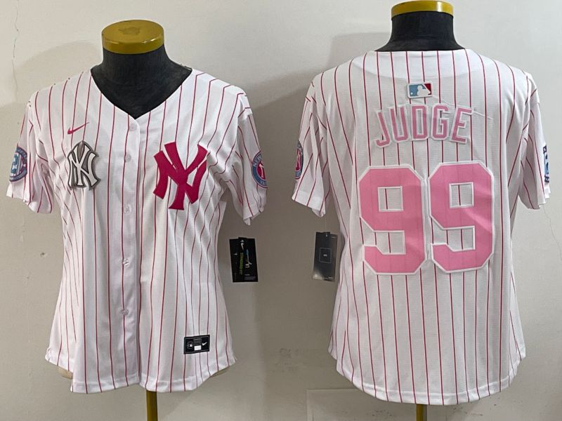 Youth 2025 New York Yankees #99 Judge White Stripe Joint Name Nike MLB Jersey style 6207